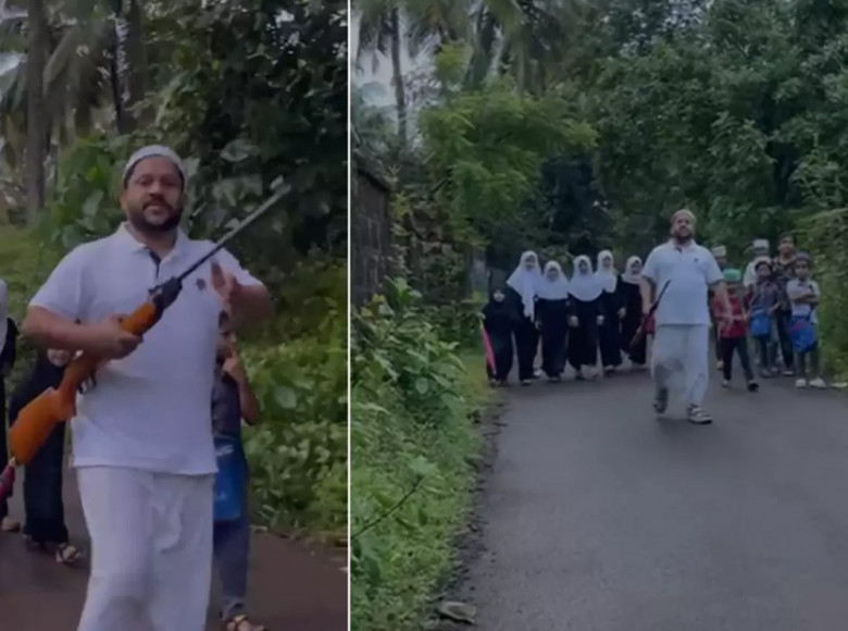 തെരുവ് നായ ശല്യം; മദ്രസ വിദ്യാര്‍ത്ഥികള്‍ക്ക് എയര്‍ഗണുമായി സംരക്ഷണമൊരുക്കി രക്ഷിതാവ്