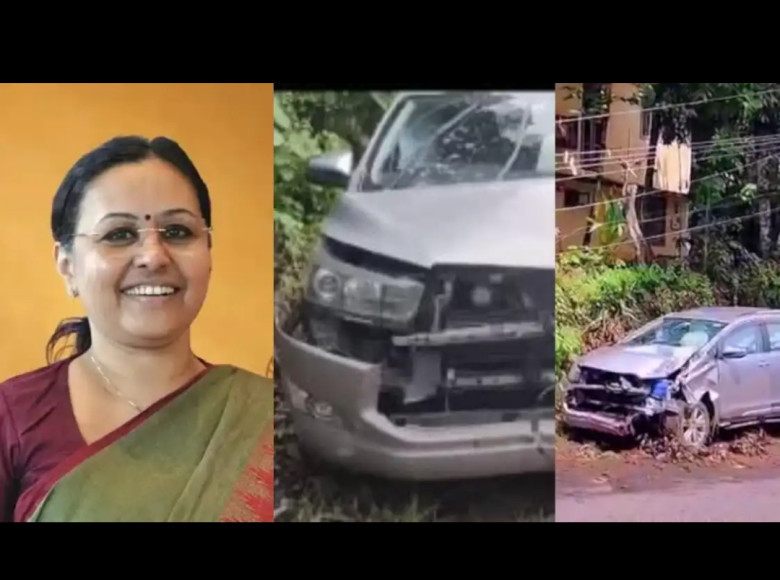 മുൻ മന്ത്രി വീണ ജോര്‍ജും കുടുംബവും സഞ്ചരിച്ച കാര്‍ അപകടത്തില്‍പ്പെട്ടു, നിയന്ത്രണം വിട്ട് ഇലക്‌ട്രിക് പോസ്റ്റില്‍ ഇടിച്ച്‌ കയറി